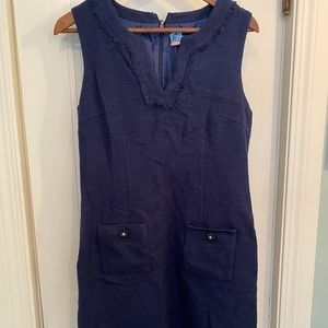 Karl Lagerfeld Paris classic tweed style sheath dress in medium blue. Size 8.